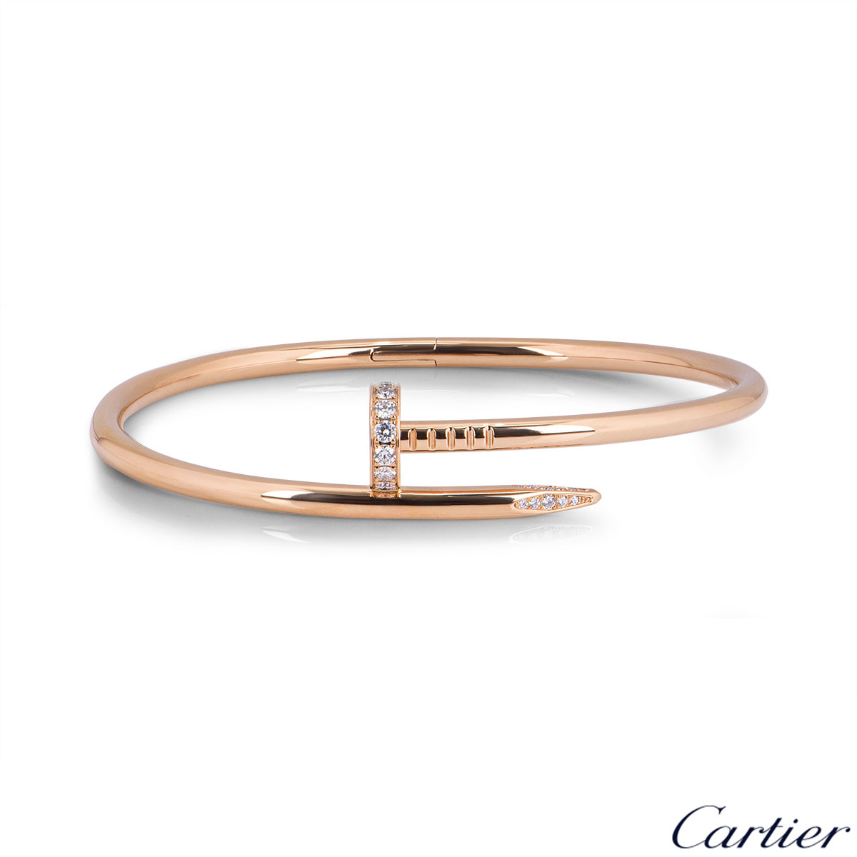 Cartier Rose Gold Diamond Juste Un Clou Bracelet Size 16 B6048516 ...
